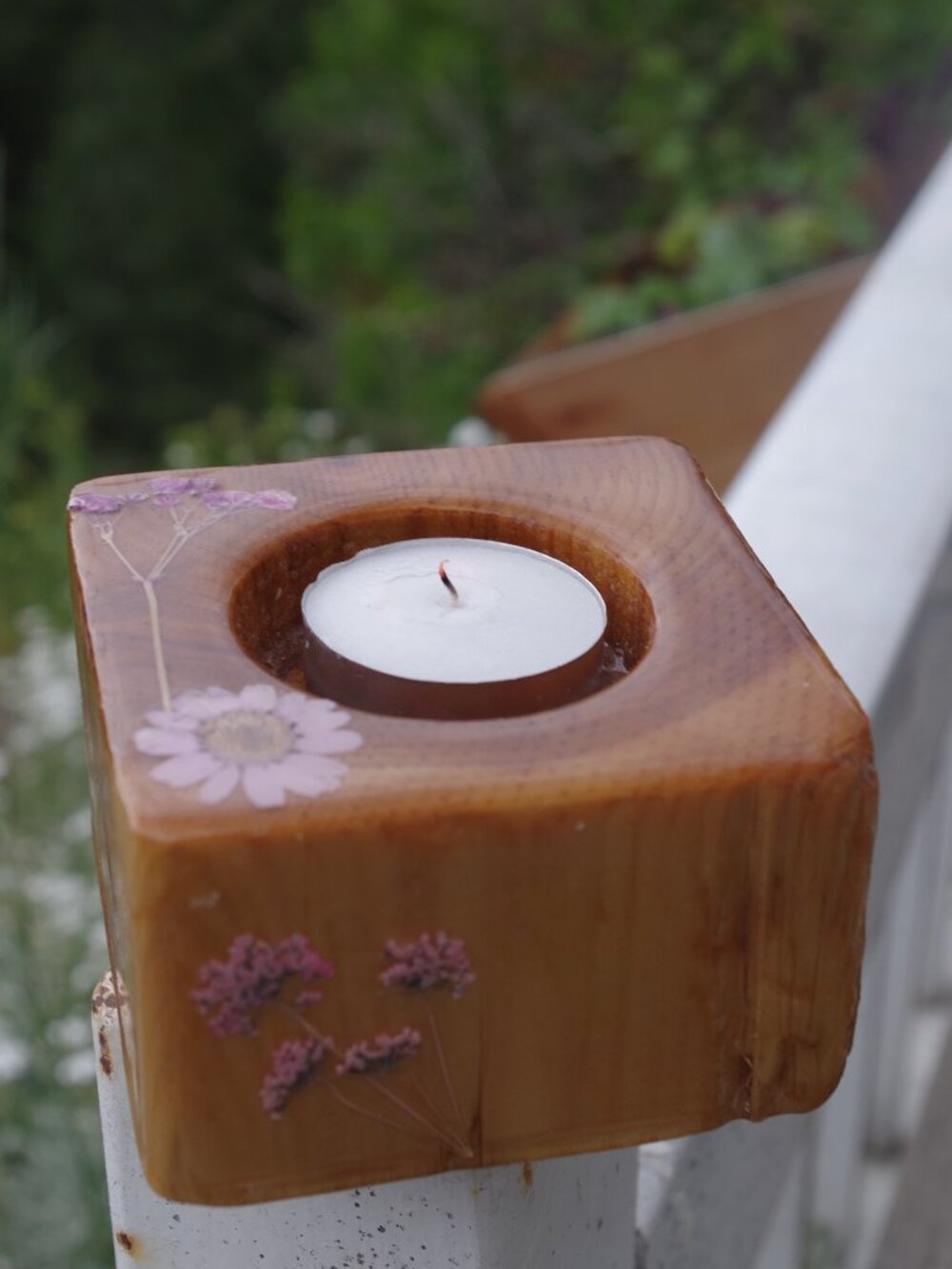 Beautiful Hand Made Wood Candle Holder Cottagecore